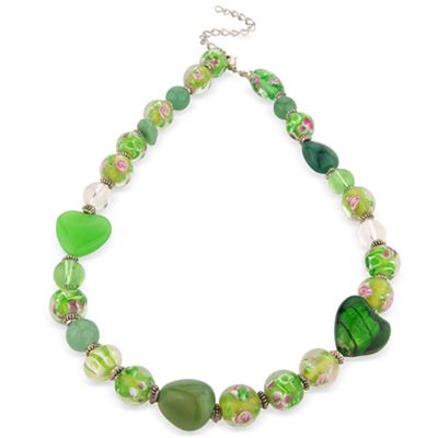 Floral Heart Necklace Green